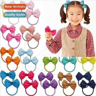 leather band children 2inch color bow solid Europe Korean
