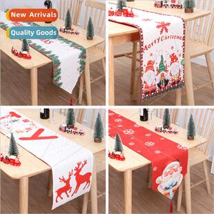 Hot Christmas table flag double creative printing reindeer o