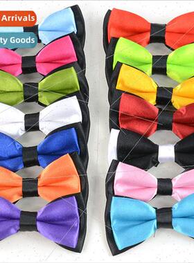 Children color blocking bow tie Baby candy color small bow t