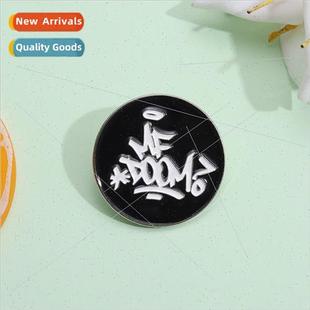 metal brooch alloy black bad monogram round whe New creative