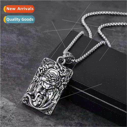 Europe new metal square pendant martial arts saint carved ne
