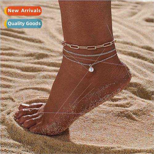 Europe bohemian paper clip metal anklet multi-layer hundred
