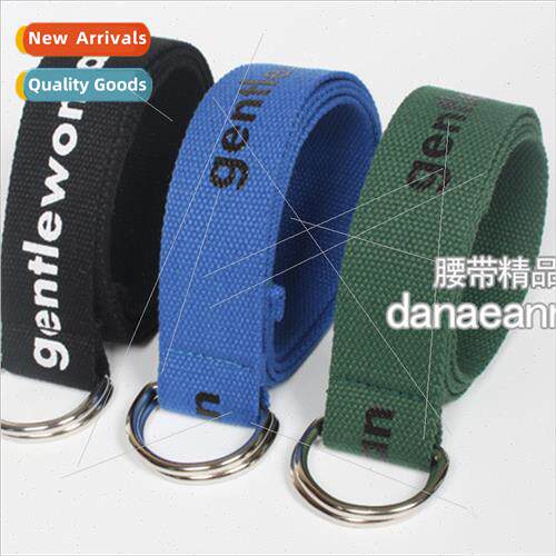 Hundreds canvas letters double ring buckle belt men women un