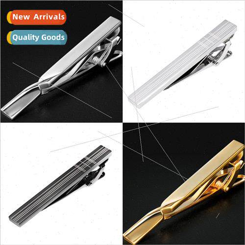 Pure copper metal  black tie clip laser laser gold tie card