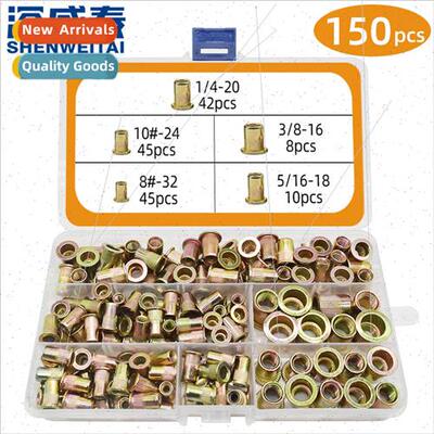 150PCS UK American Flat Head Rivet Nut Box Set UK Rivet Nut