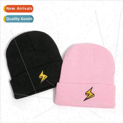 Autumn winter new lightning embroidery knted cap wool cap ti