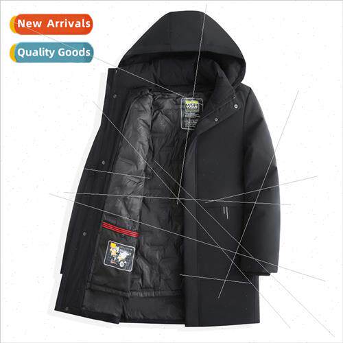 Men down jacket in long thickened warm removable liner middl