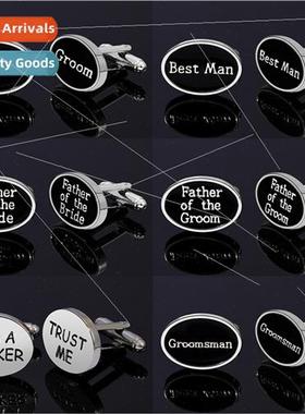 Oval cufflinks English letters cufflinks alloy drip oil geom