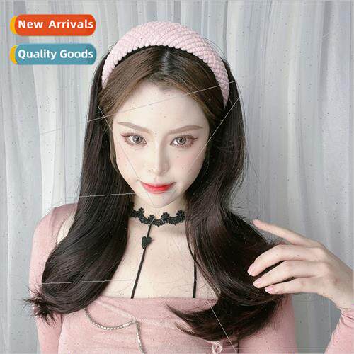 Lazy Hairband Wig Women Medium Length Curly U Half Head Cove