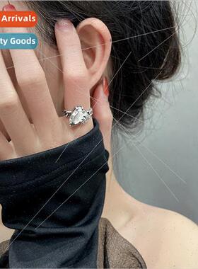 Lava Textured Heart Vintage Ring Cool Broken Heart Chain Rin