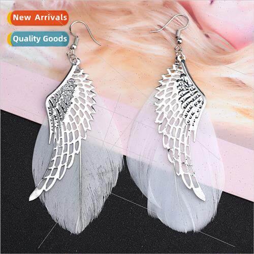 Europe angel wings alloy feather earrings creative girls ear