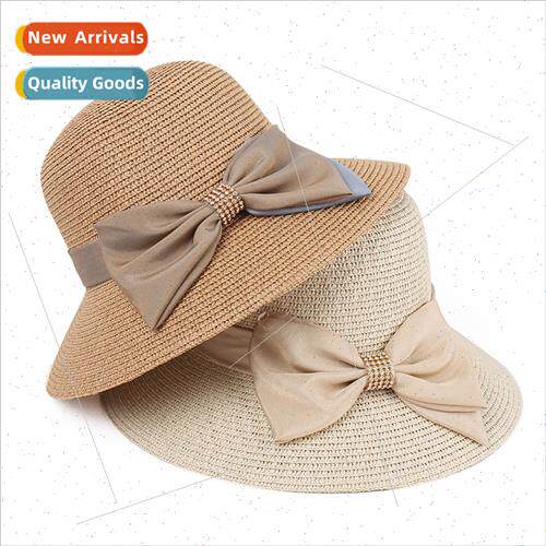 Straw hat women summer outdoor outing sun hat new bow straw