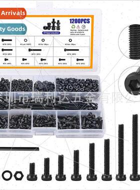1200pcs Black Cup Head Hexagon Socket wh Nut Flat Washers Co