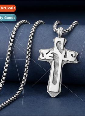 Europe vintage cross necklace men punk hip-hop tanium steel