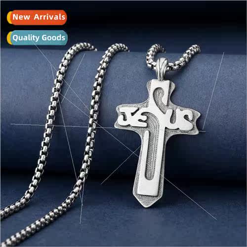 Europe vintage cross necklace men punk hip-hop tanium steel