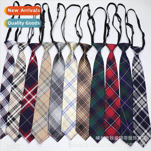 Lazy No Tie 7cm Tie Women Earth Tie Plaid Adjustable Student