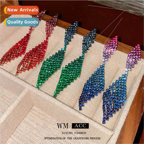 lver pin colorful diamond rhombus long earrings earrings fas
