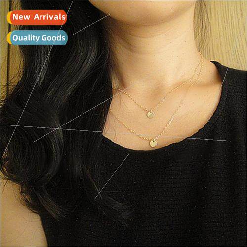 Europe simple ladies short collarbone chain double sequins r