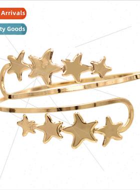 Korean arm bracelet alloy gold stars decorative opening adju
