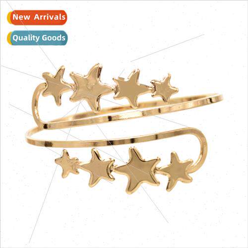 Korean arm bracelet alloy gold stars decorative opening adju