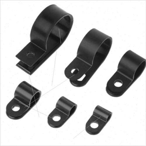 200pcs Boxed Black Plastic P Clip Nylon R Type Cable Managem