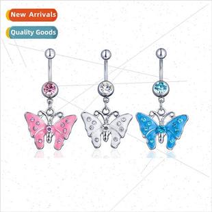 Diamonds Oil Drip Piercing Belly Europe Butterfly Jewelry