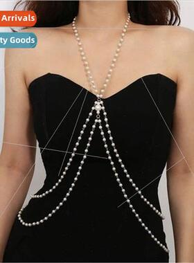 MW3155Europe body chain simple pearl chain hanging neck back