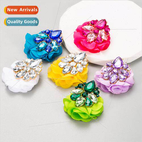Europe fashion new earrings creative full diamond silk flowe