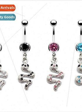 Europe snake belly button ring Sticky diamond navel nail nav