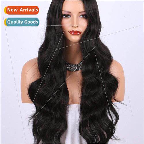 Wig Europe wig female long curly hair medium parted big wave