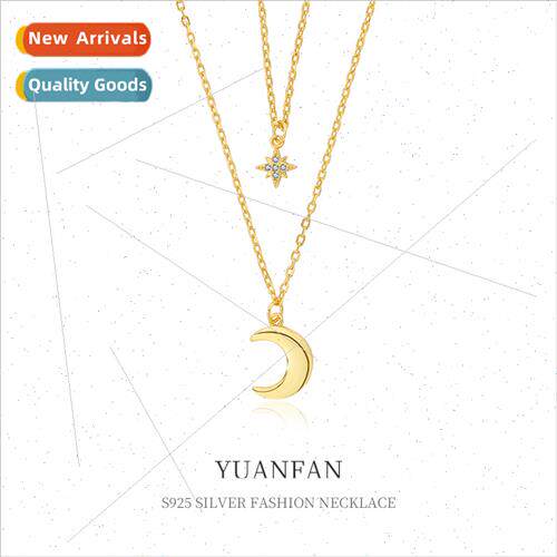 s925 silver double layered moon necklace female niche octopu