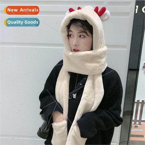 Korea hat scarf all-in-one gloves three-piece female winter