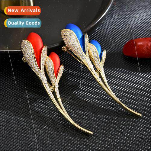 Korea romantic red brooch high-grade female corsage tulip fl