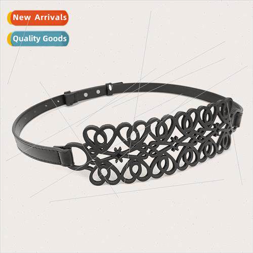 new hollowed out waist seal wide belt female dress Slim blac