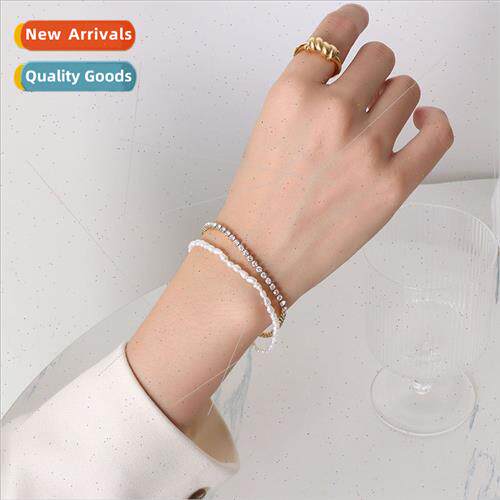 kko ins simple double layer tanium steel bracelet zirconia j