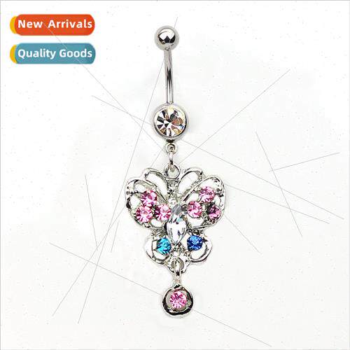 Piercing jewelry alloy diamonds eco-friendly butterfly navel