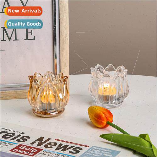 Tulip flowers glass candle holders tea wax desktop decorativ