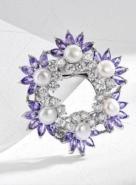 Purple zirconium sunflower female corsage su jacket coat swe