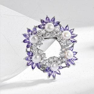 female corsage Purple coat sunflower jacket swe zirconium