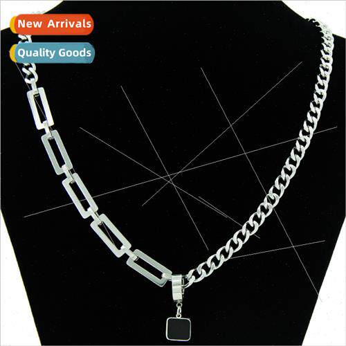Europe unisex ins small black square pendant patchwork Cuban