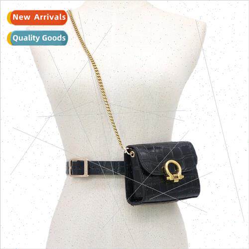 Vintage crocodile print chain small square bag removable cha