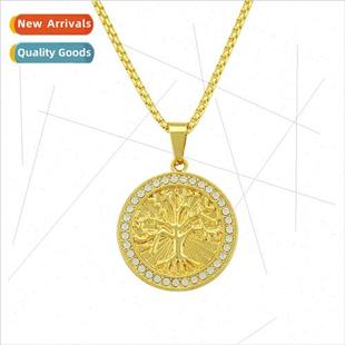 Men Necklace Tree Row Hop Round Cool Europe Pendant Hip