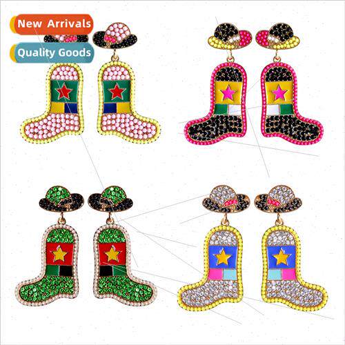 Europe new jewelry classic hat boots earrings alloy rice bea
