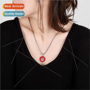 Animal Pendant Footprints Necklace Col Zodiac Women Cinnabar