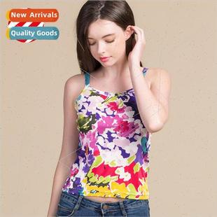 Summer new women printed silk camisole undershirt mulberry s