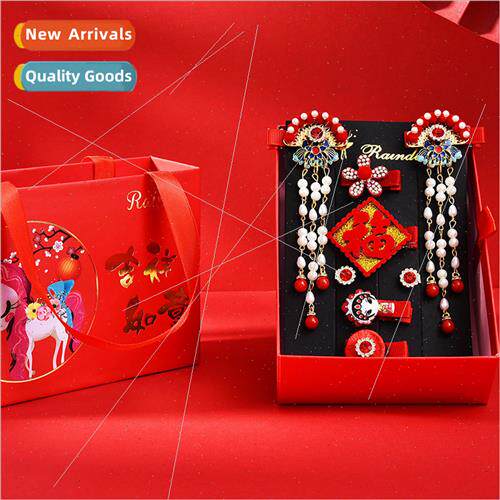 Children jewelry set cute hairball tassel hair clips retro