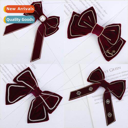 New Classic Red Velvet Large Bow Hair Clips Premium Feeling