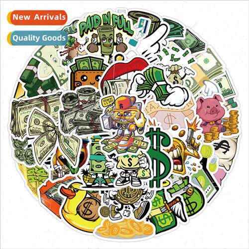 50 money currency stickers scooter cell phone notebook handb