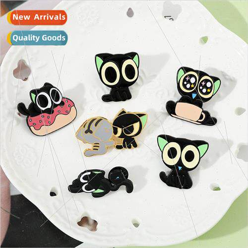 Cartoon black cat flowers series cute cute fashion creative
