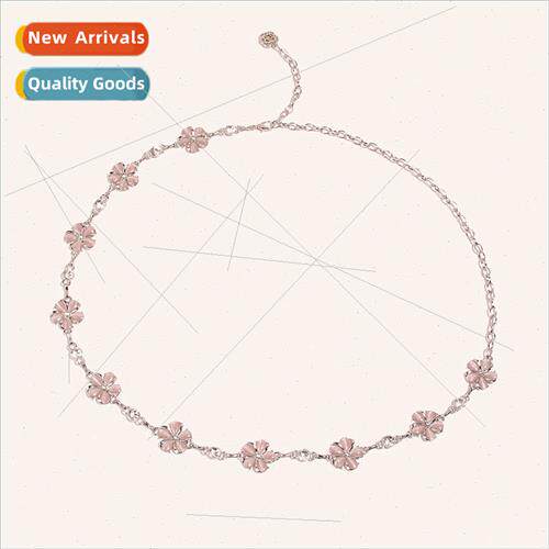 New flowers pink blue diamond metal waist chain sweet ladies
